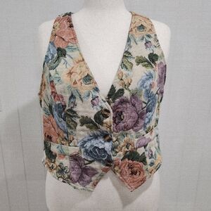 Shein Floral Tapestry Vest Women’s Size 1XL Multicolor Cottagecore Boho